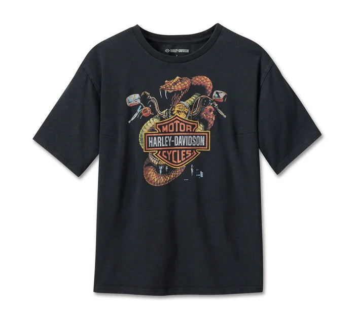 Harley-Davidson® Women's King Cobra Boxy Tee Houndstooth Herringbone Solid