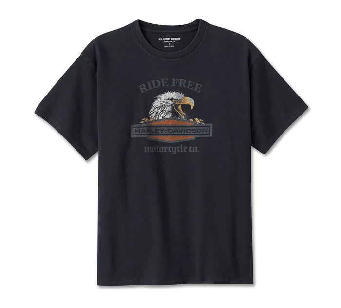 Harley-Davidson® Women's Ride Free Eagle Oversized Tee Basic T-Shirt Crew Neck Short Sleeve