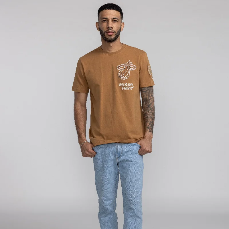 New Era Miami HEAT Tan Tee Collared Crew Neck Turtle Neck