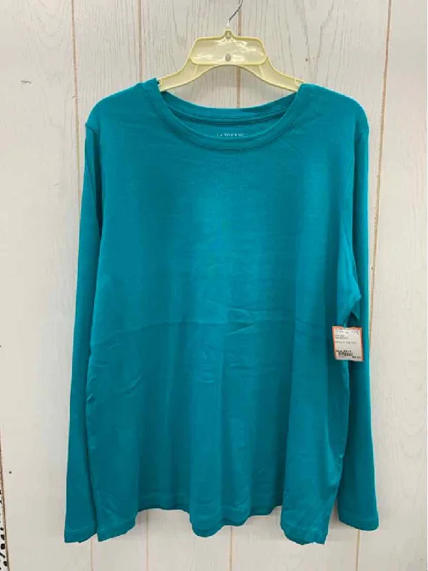 Lands End Teal Womens Size 16/18 Shirt Modern Contemporary Chic