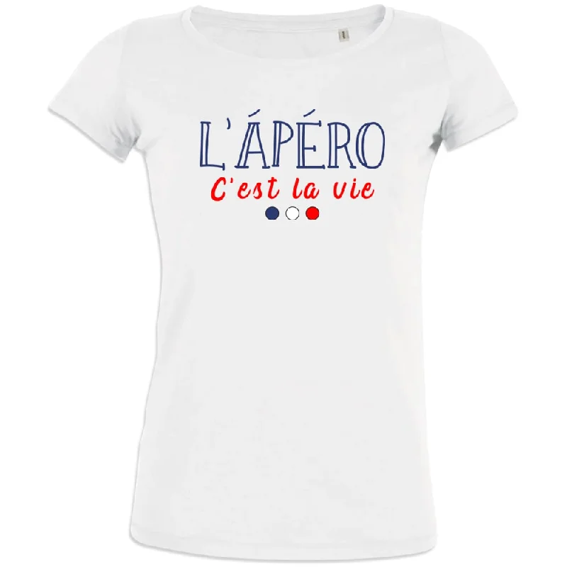 L'apéro C'est La Vie Women's Organic Cotton Tee Cashmere Blend Cotton Blend Poly Blend