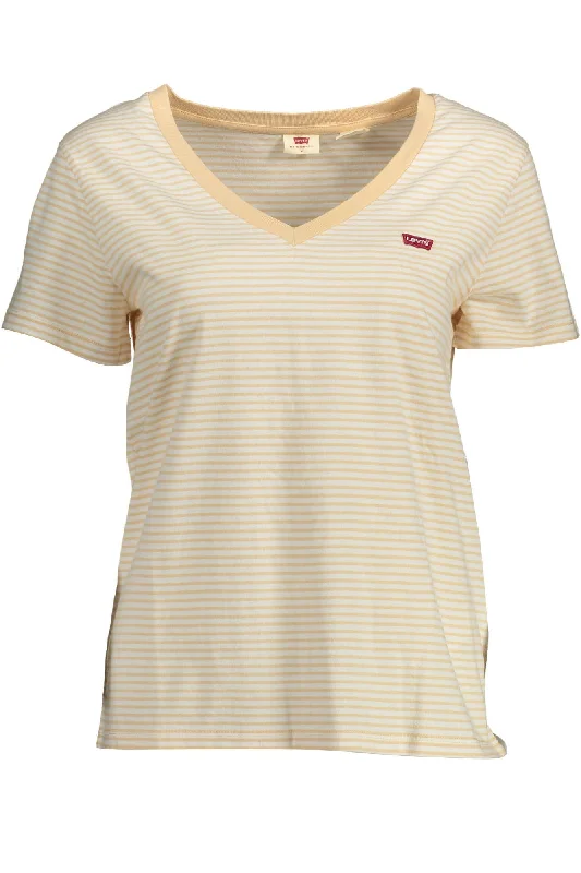 Levi's Beige Cotton Women T-Shirt Welt Pockets Slit Pockets