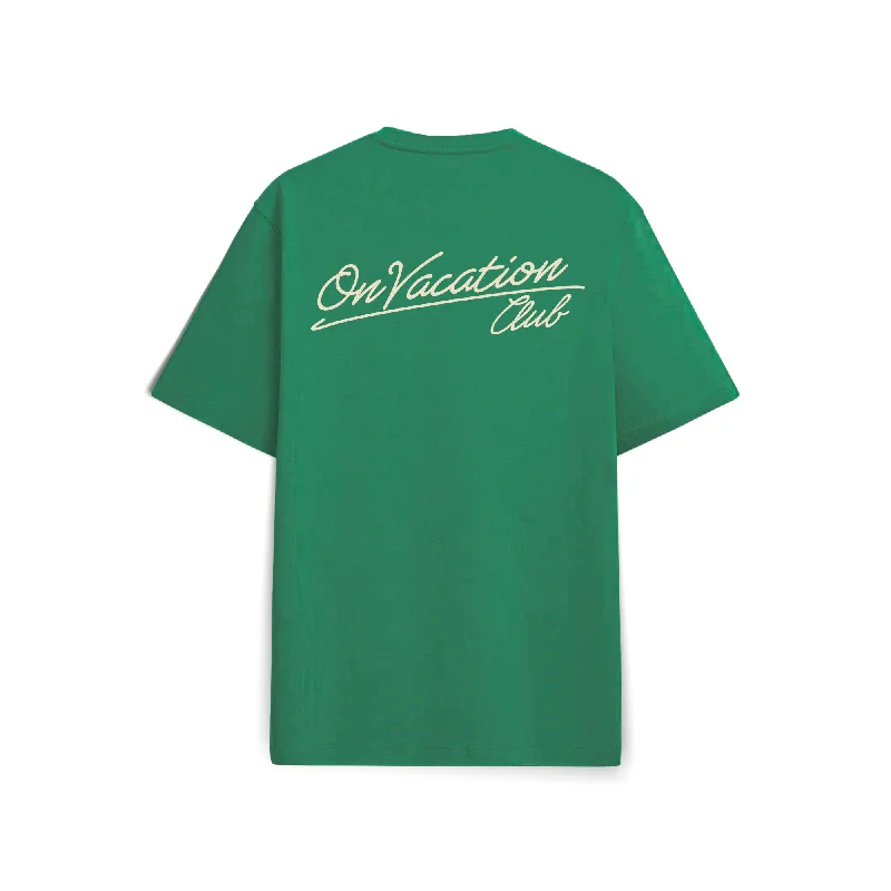 Sign Logo T-Shirt - Bottle Green Ribbed Striped Patterned