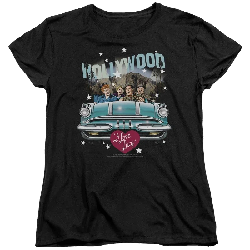 I Love Lucy Hollywood Road Trip Women's T-Shirt Beaded Sequined Faux Fur