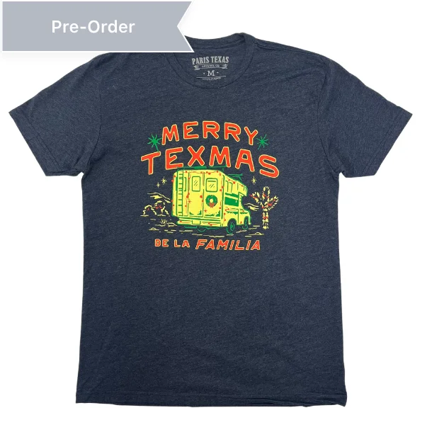 Merry Texmas de la Familia T-Shirt - Midnight Navy Mesh Blend Leather Blend Suede Blend