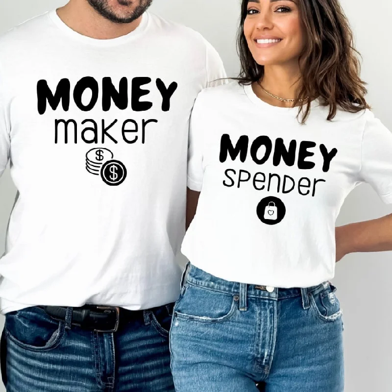 Money Maker Funny Couple Shirts Polka Dot Checkered Tartan