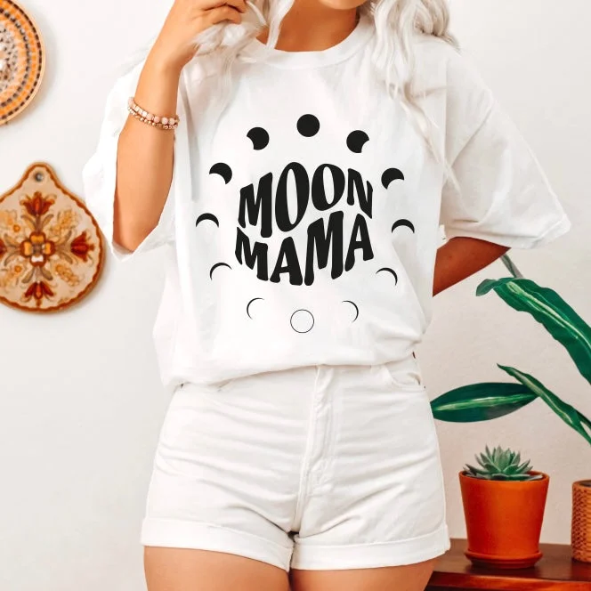 MOON MAMA • White Comfort Tee Boxy Fit Fitted Loose