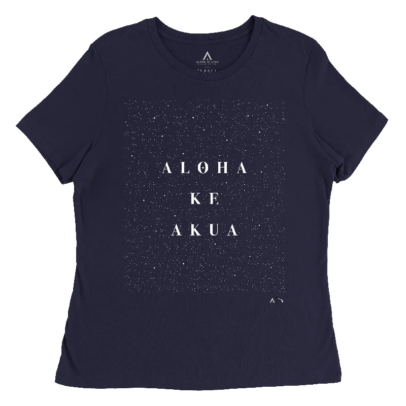 Nāhōkū Women's Short Sleeve T-Shirt - Midnight Navy Spandex Blend Rayon Blend Denim Blend