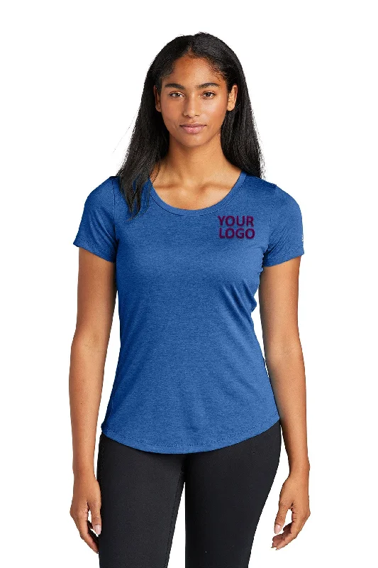 New Era Ladies Performance Scoop Neck Printed Tee's, Royal Nylon Fabric Polyester Fabric Spandex Fabric