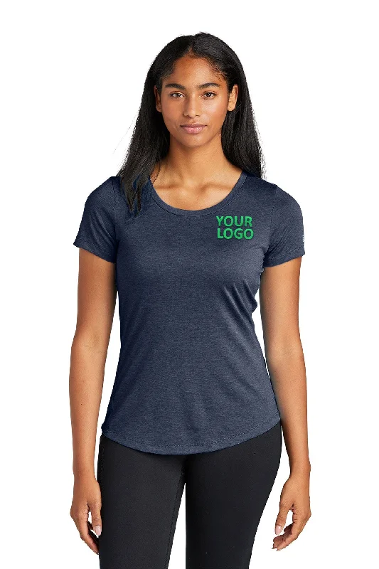 New Era Ladies Performance Scoop Neck Printed Tee's, True Navy Solid Print Embellished