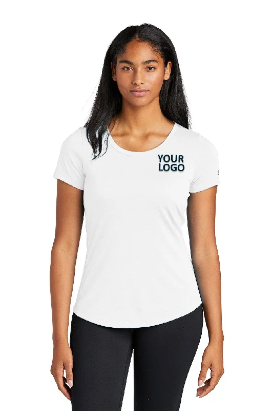 New Era Ladies Performance Scoop Neck Printed Tee's, White Solid Collared Crew Neck Turtle Neck