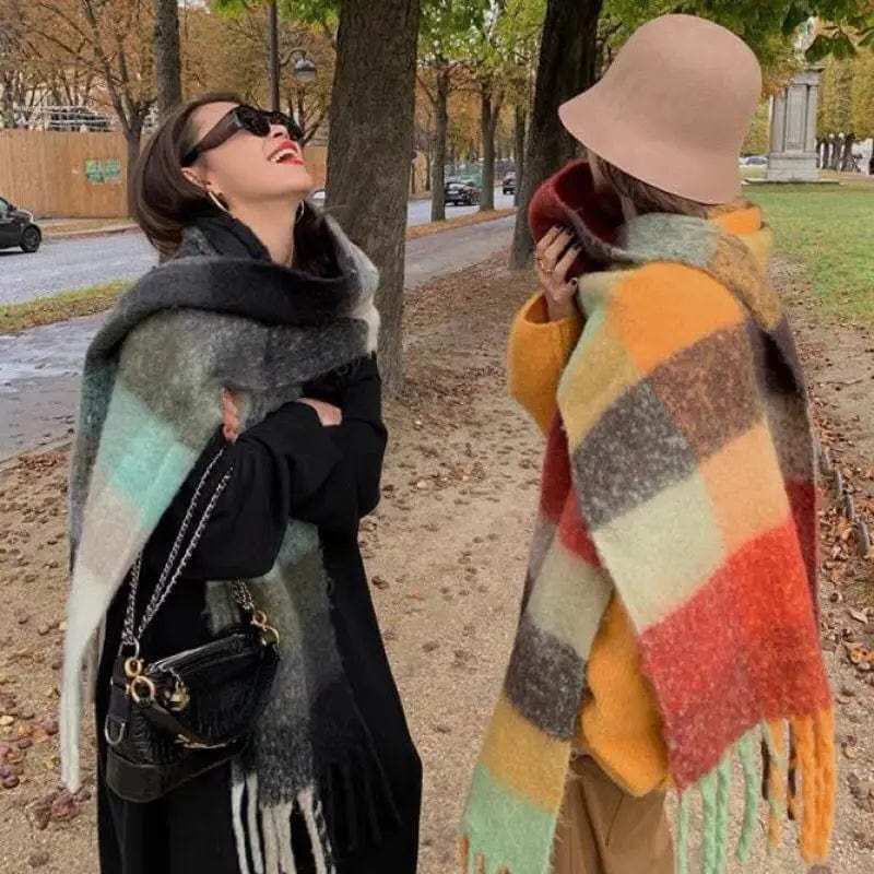 NEW Luxury Winter Thick Warm Scarf Women Cashmere Shawl and Wraps Pashmina Neckerchief Bufanda Female Long Tessel Echarpe 2023 Fashionable Shawl with Tassels