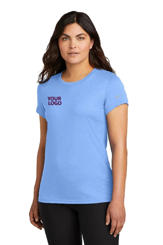Nike Ladies Swoosh Sleeve rLegend Customized Tee's, Valor Blue Graphic Embroidered Appliqued