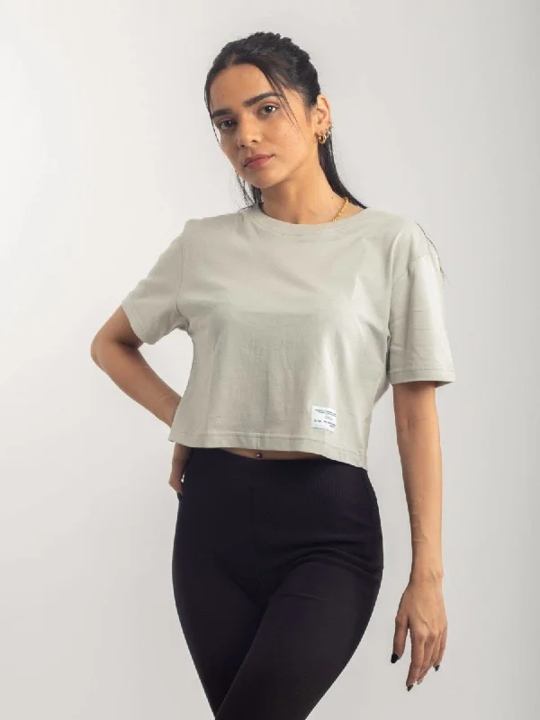 OG Cotton Cropped T Shirt - Ash Chenille Brocade Lace