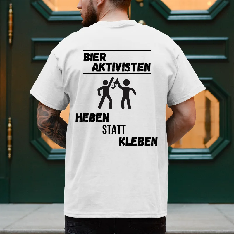 Premium T-Shirt "Bier Aktivisten" (Backprint) Houndstooth Herringbone Solid