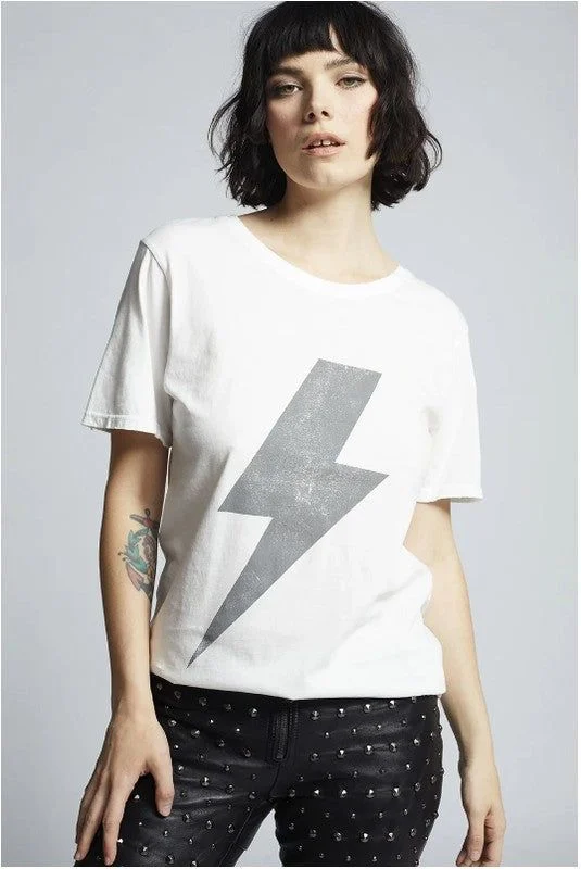 Recycled Karma AC/DC Bolt Vintage Boyfriend Tee Print Jacquard Patchwork