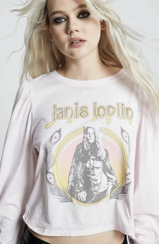 Recycled Karma Janis Joplin Puff Long Sleeve Tee Front Pockets Side Pockets Patch Pockets