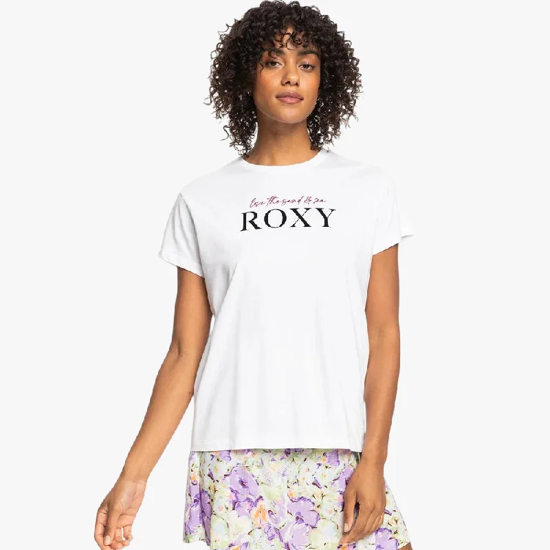 Roxy Womens Noon Ocean Short Sleeve Tee White Rayon Velvet Corduroy