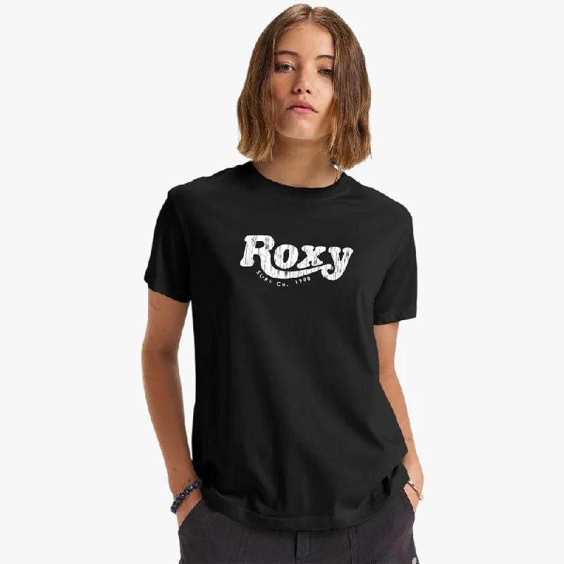 Roxy Womens Sun Over The Sand Short Sleeve Tee Black Cashmere Blend Cotton Blend Poly Blend