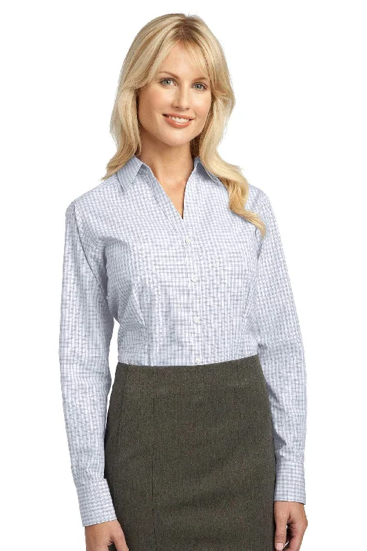 Port Authority Ladies Plaid Pattern Easy Care Shirt. L639 Chenille Blend Fleece Blend Nylon Blend