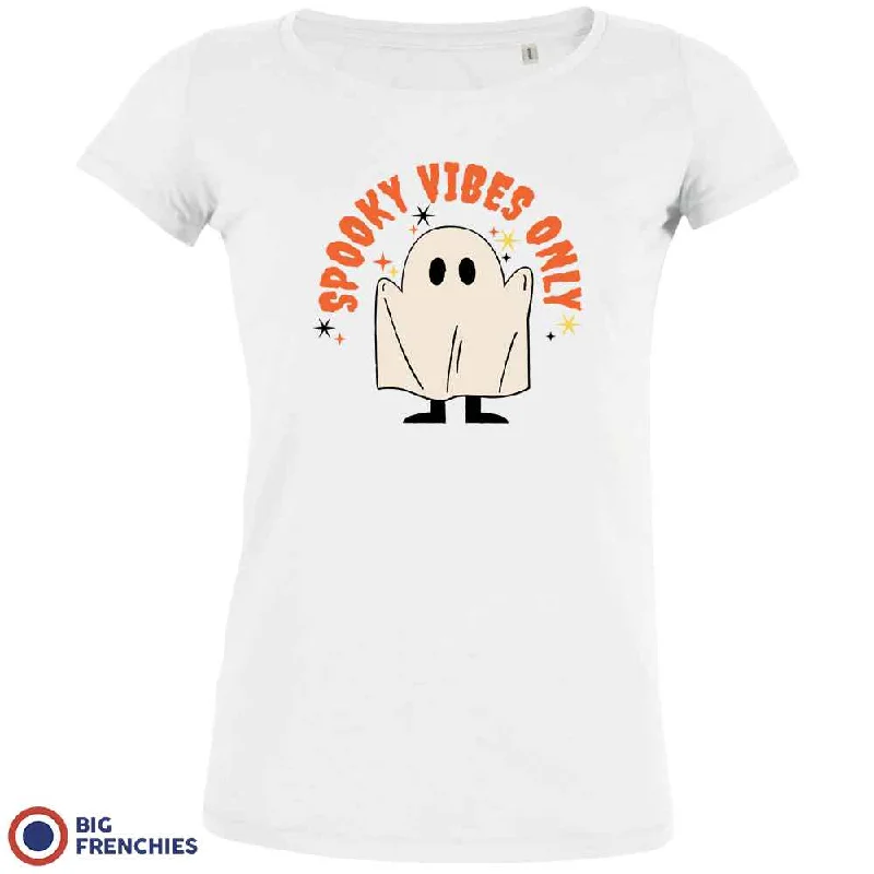 Spooky Vibes Only Halloween Women's Organic Cotton Tee Basic T-Shirt Crew Neck Short Sleeve