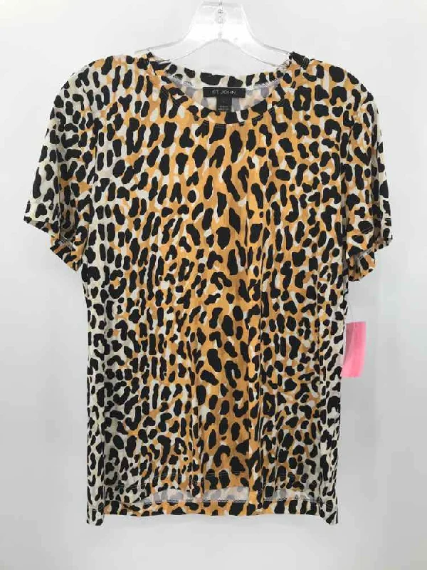 Pre-Owned St John Tan Size Large T-shirt Striped Floral Plaid