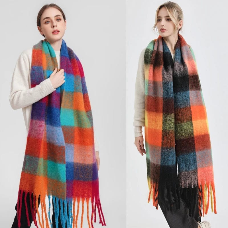 Thick Warm Winter Scarf  New Women Plaid Design Pashmina Shawls Cashmere Shawl Lady Wrap Tassel Scarves Knitted Men Foulard Warm Cashmere Shawl Wrap