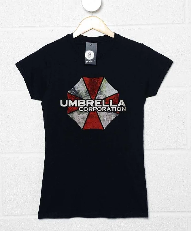 Umbrella Corp Big Print Womens Fitted T-Shirt Collared Crew Neck Turtle Neck