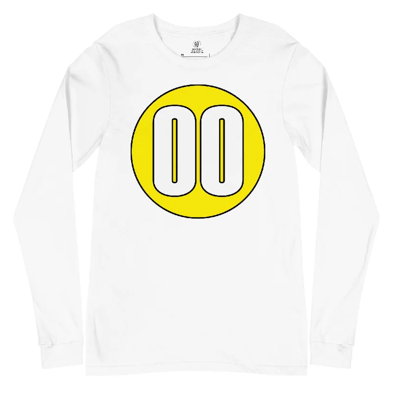 Unisex Long Sleeve Tee: White on Yellow 00 Fleece Fabric Down Fabric Feather Fabric