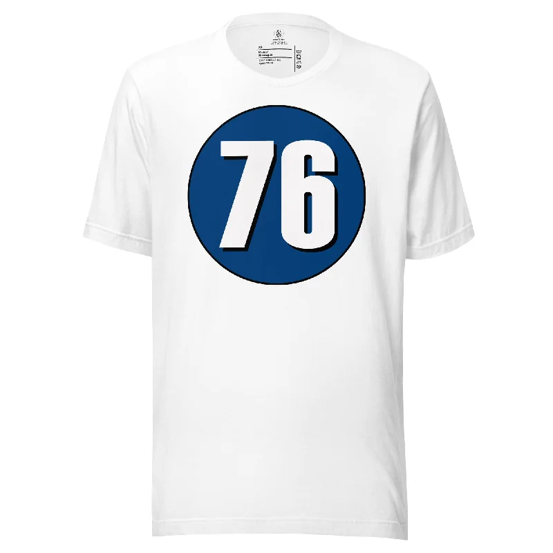 Unisex t-shirt: White on Navy Blue 76 Cozy Warm Stylish