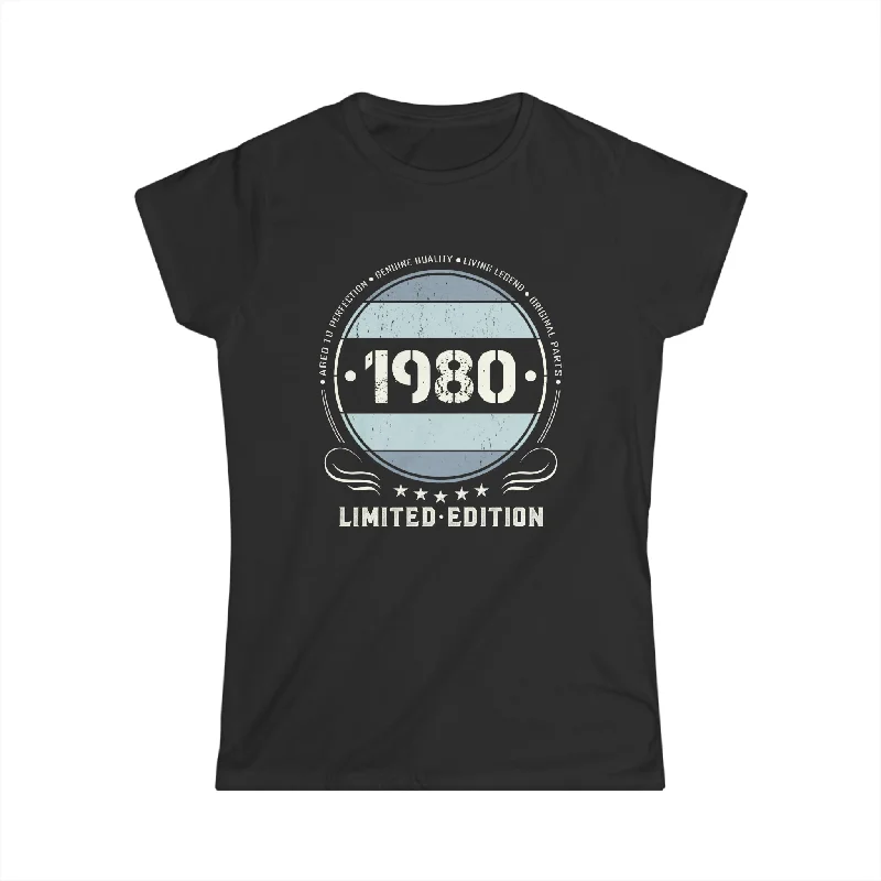 Vintage 1980 T Shirts for Women Retro Funny 1980 Birthday Shirts for Women Fitted T-Shirt Seamless Stretchy