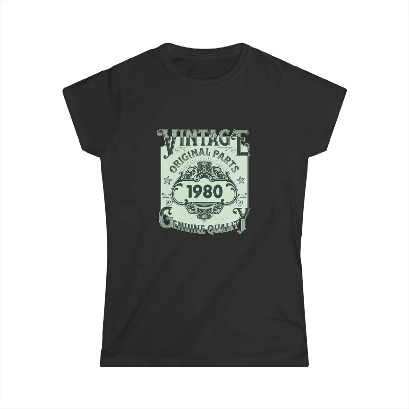 Vintage 1980 TShirt Women Limited Edition BDay 1980 Birthday Women Tops Houndstooth Herringbone Solid