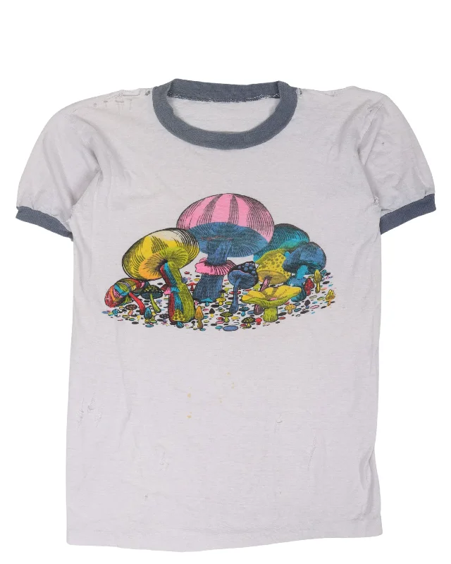 Magic Mushroom T-Shirt Striped Floral Plaid