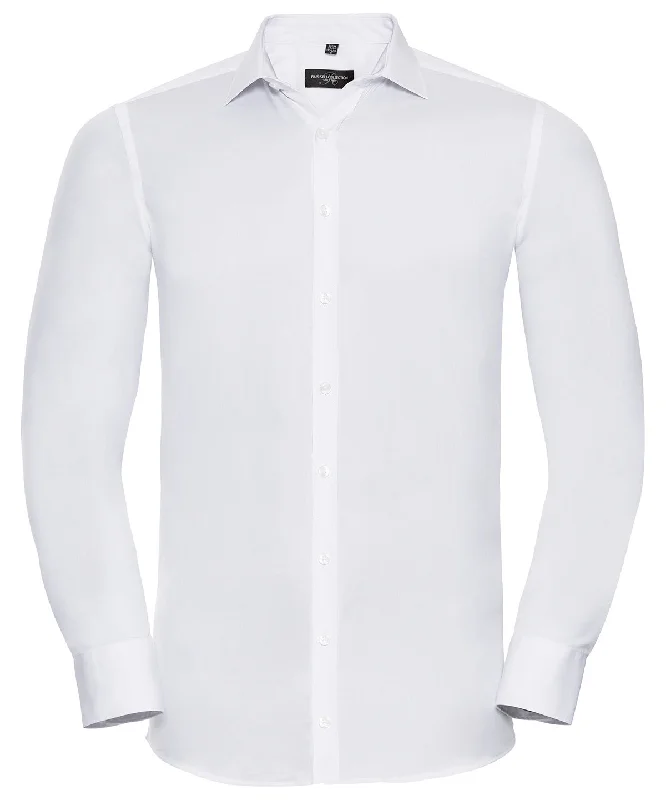 White - Long sleeve ultimate stretch shirt Mesh Canvas Denim