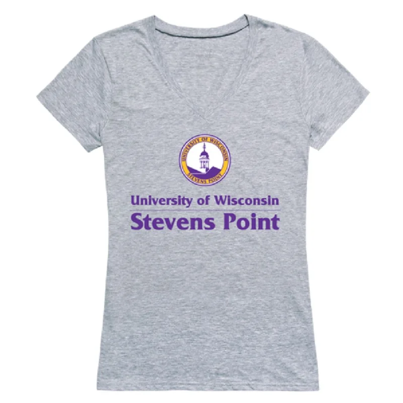 Wisc Stevens Point Pointers Womens Seal T-Shirt V-Neck T-Shirt Long Sleeve Cotton