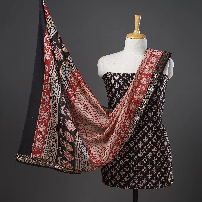 3pc Maheshwari Silk Bagru Print Dress Material 18
