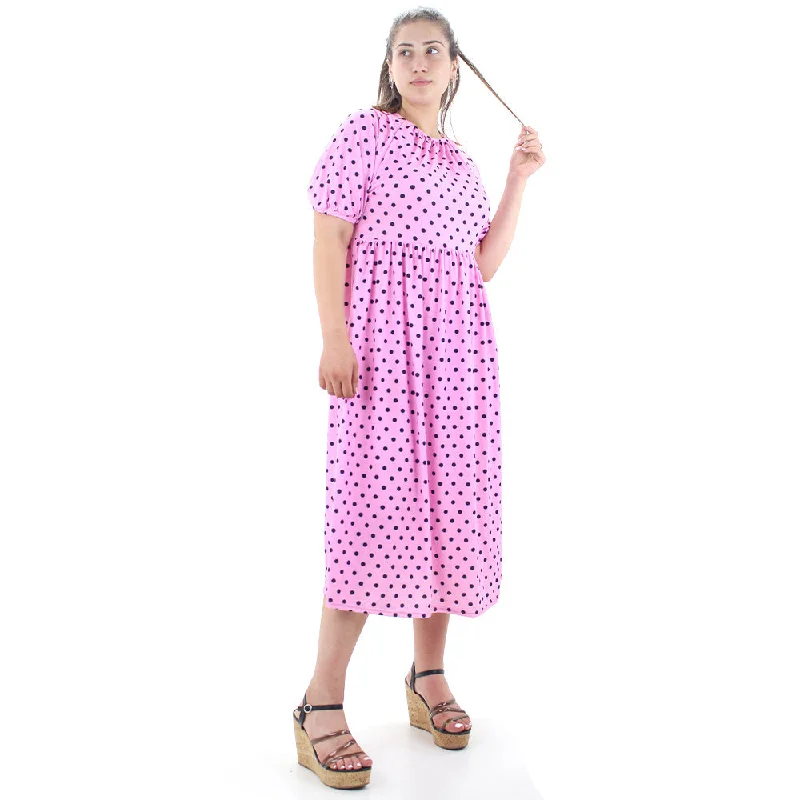 Women's Polka Dots Oversize Dress,Pink