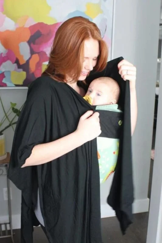 Bamboobies Open Nursing Shawl | Black Comfortable Silk Shawl