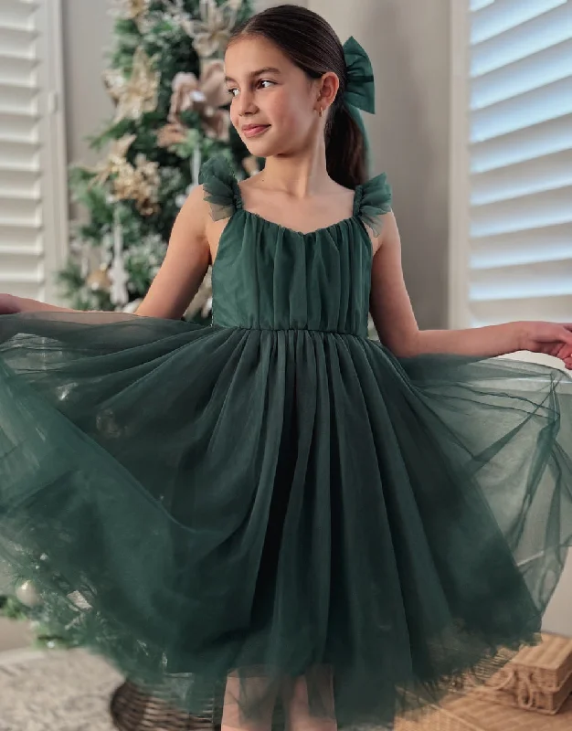 Chloe Green Flutter Sleeve Dress