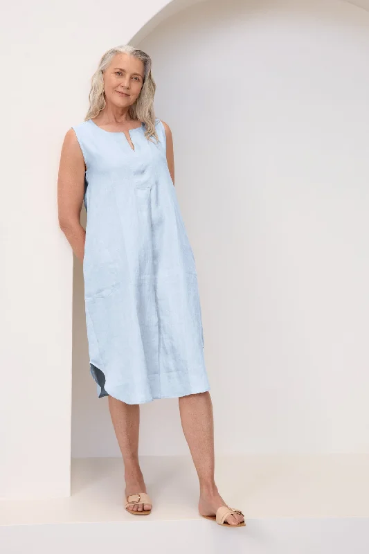 Chloe Linen Dress Ice Blue