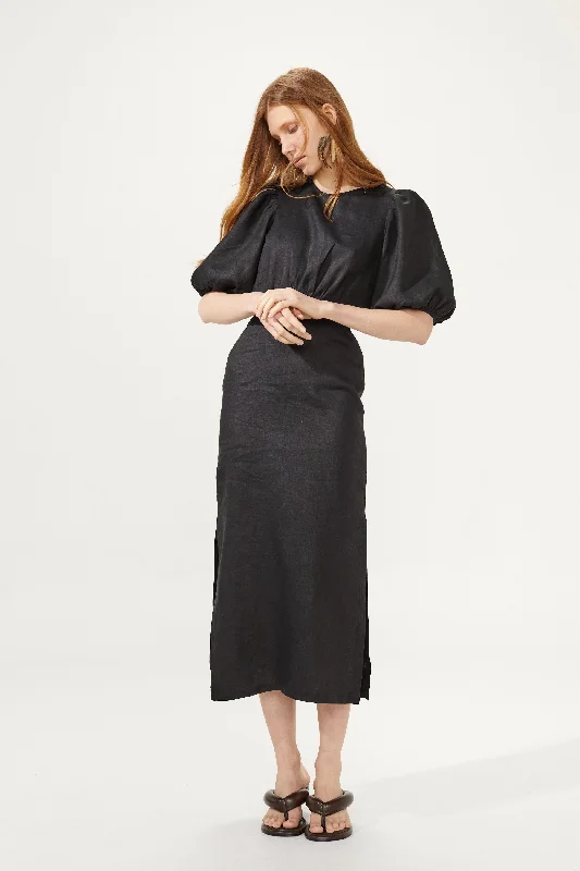 Ios Linen Dress - Black