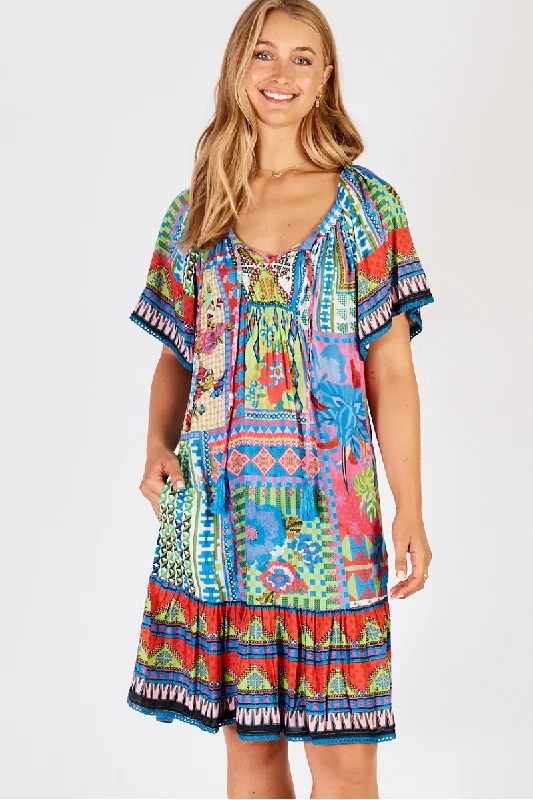 Lula Life Vivone Shirred Dress Lime