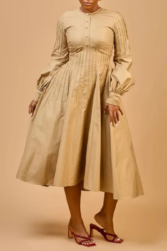Princess Style Round Neck Invited Irregular Lantern Sleeve Dress