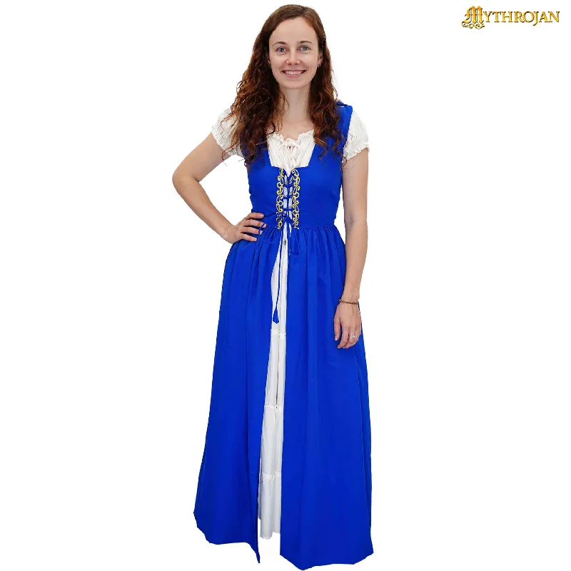 Mythrojan Traditional Irish Celtic Dress : Chemise and Over Dress Medieval Renaissance Costume SCA LARP : Blue