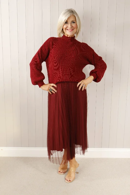 Oxford two piece dress wine