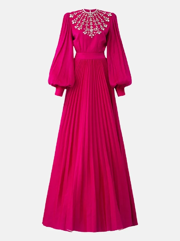 Pleating Dress With Back Slit