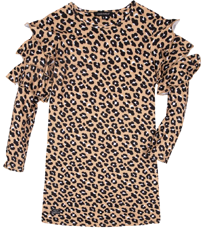 Simply Southern Leopard Print Ruffle Dress