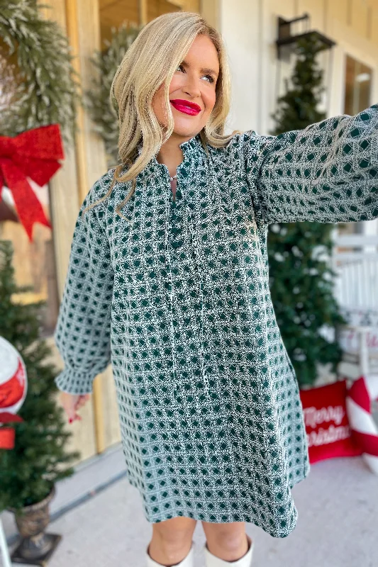Stefan Check Pattern Embroidered Dress