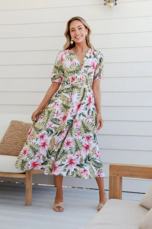 Treasure Island Tropical Dress - White