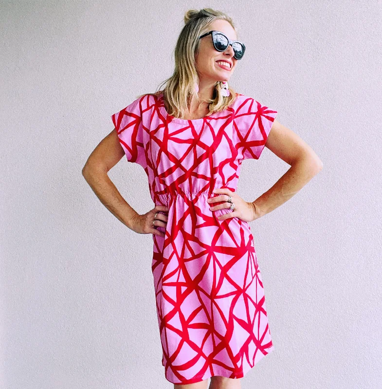 Tri & Stop Me Pink & Red Tee Dress